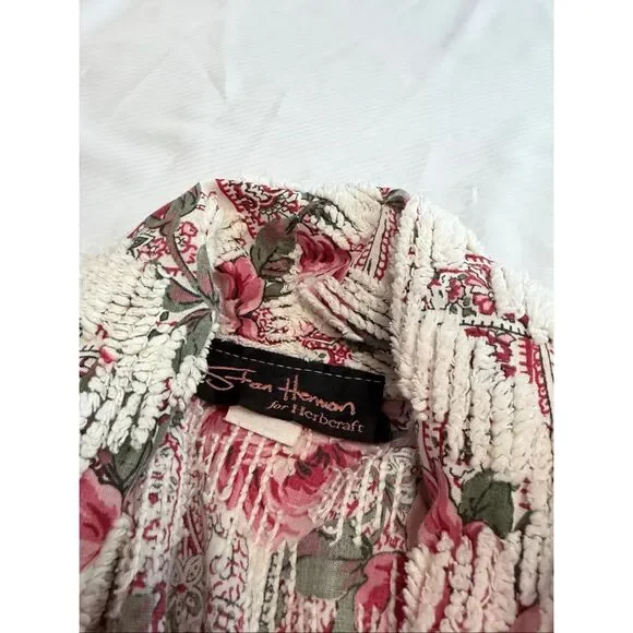 Stan Herman For Herbcraft Vintage Chenille Floral Robe Size Large - Picture 7 of 12